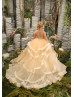 Gold And Ivory Tulle Ruffled Luxury Beaded Flower Girl Dress Gold And Ivory Tulle Ruffled Luxury Beaded Flower Girl Dress